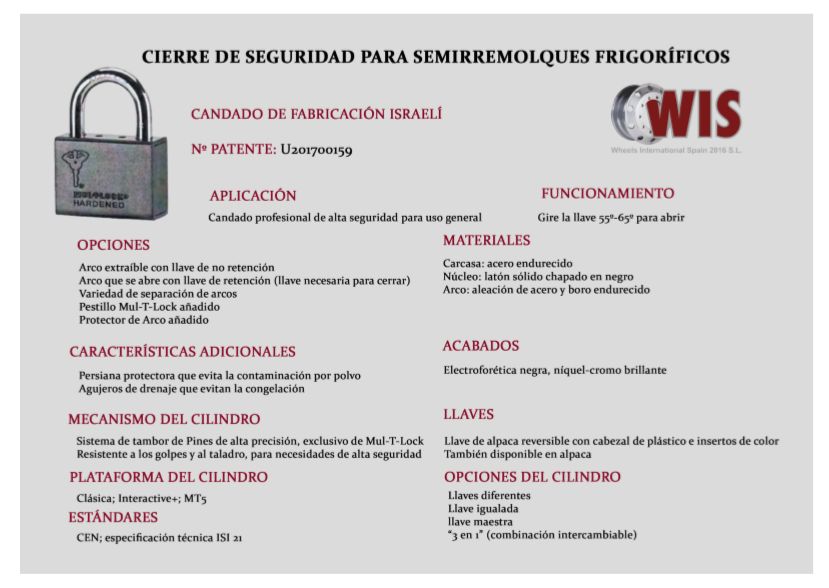 Cierre antirrobo para frigoríficos